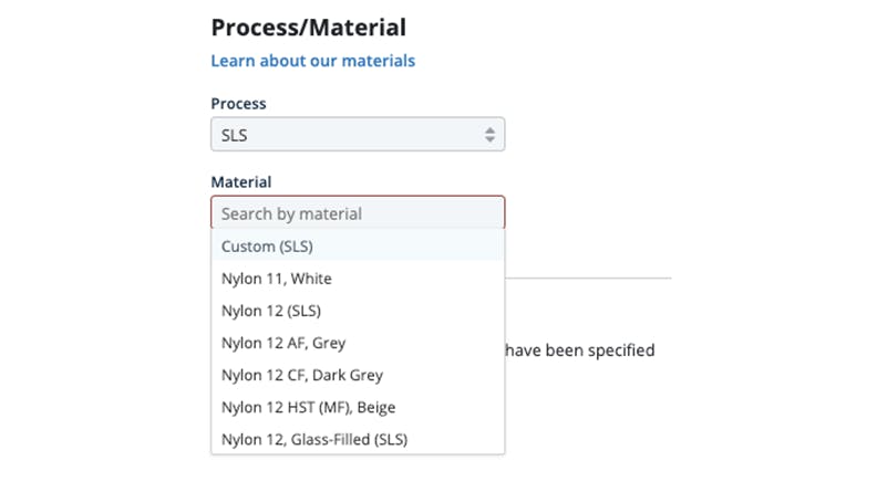 SLS Nylon New Materials in the Xometry Instant Quoting Engine℠