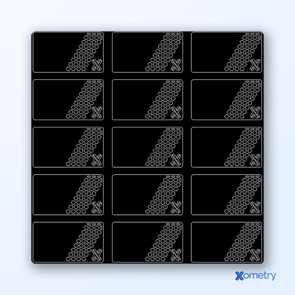 DXF file containing nested parts with appropriate spacing.